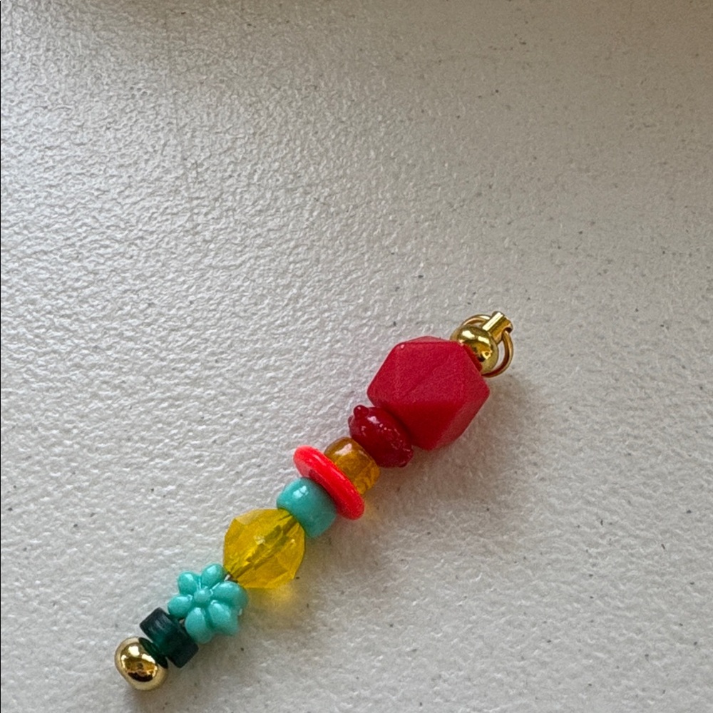Kids Colorful Beaded Pendant Charm with Gold Accents by Sassy Charmer